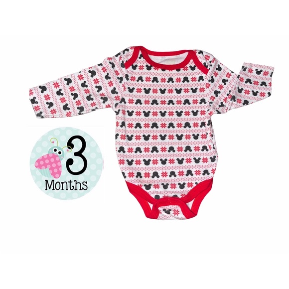 3 month| baby Mickey Mouse red long sleeve onesie - Picture 11 of 11